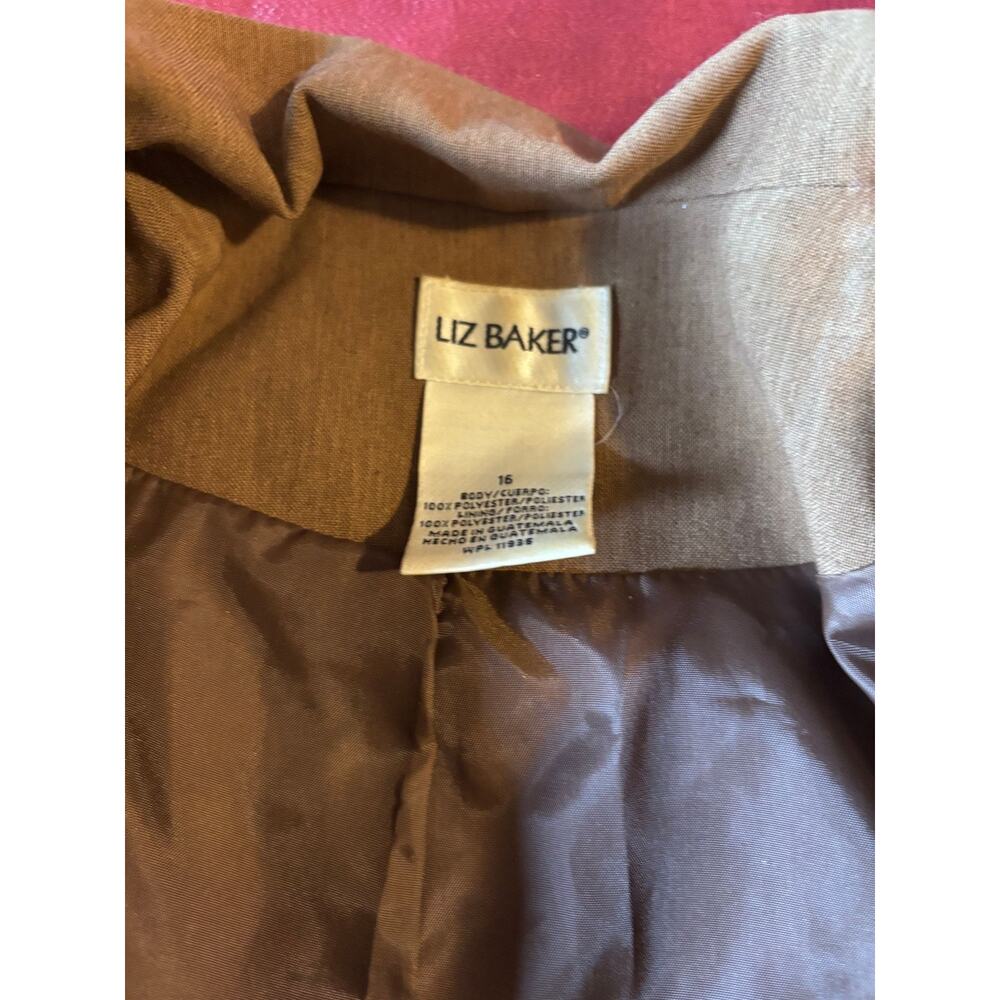 Liz Baker Jacket Womens 16 Brown Tailored Blazer Lined Polyester Long Sleeve - Picture 2 of 3